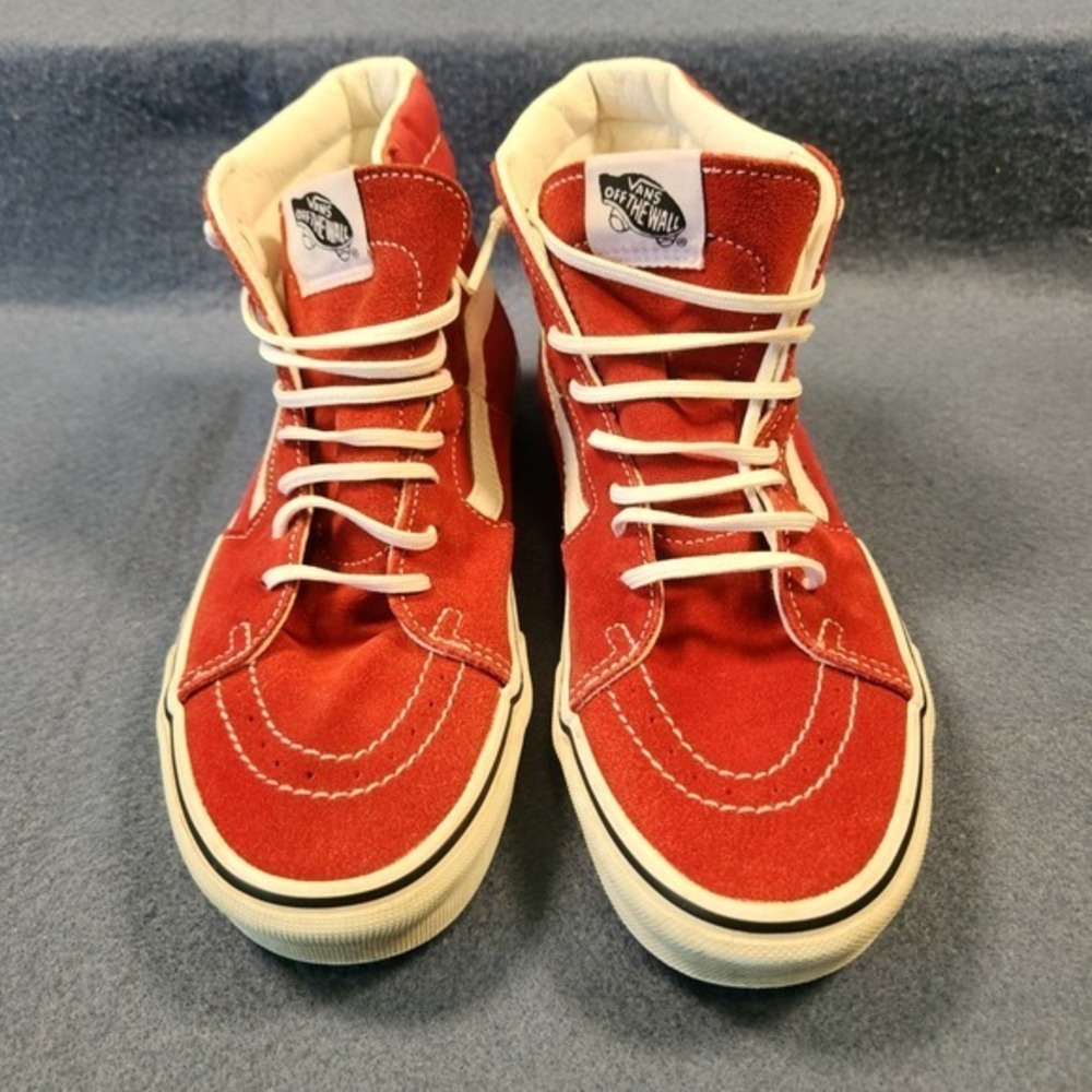 VANS US 7.5 Mens Hi Red/White High‎ Top Lace-Up Skateboarding Sneakers